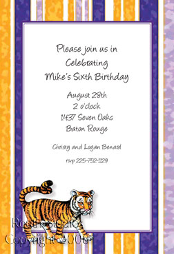 LSU Tiger Cub Invitation LSU Children's invitation kids Juvinile Louisiana State University Invitations LSU Tiger Cub